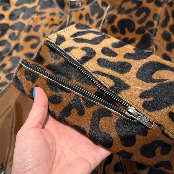 Understated Leather Leopard Print Leather Jacket - Picture 5 of 9